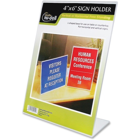 Nudell Sign Holder, Side Loading, 4"x6", Clear NUD35446
